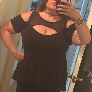 Torrid Black Peplum Cutout Blouse
